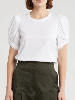 A.L.C. White Puff Sleeve Cotton White Top Blouse